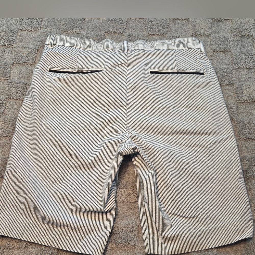 Britches Seersucker Shorts Men's 34x10 Blue & White Stripe Preppy Chino DadCore - Picture 2 of 10